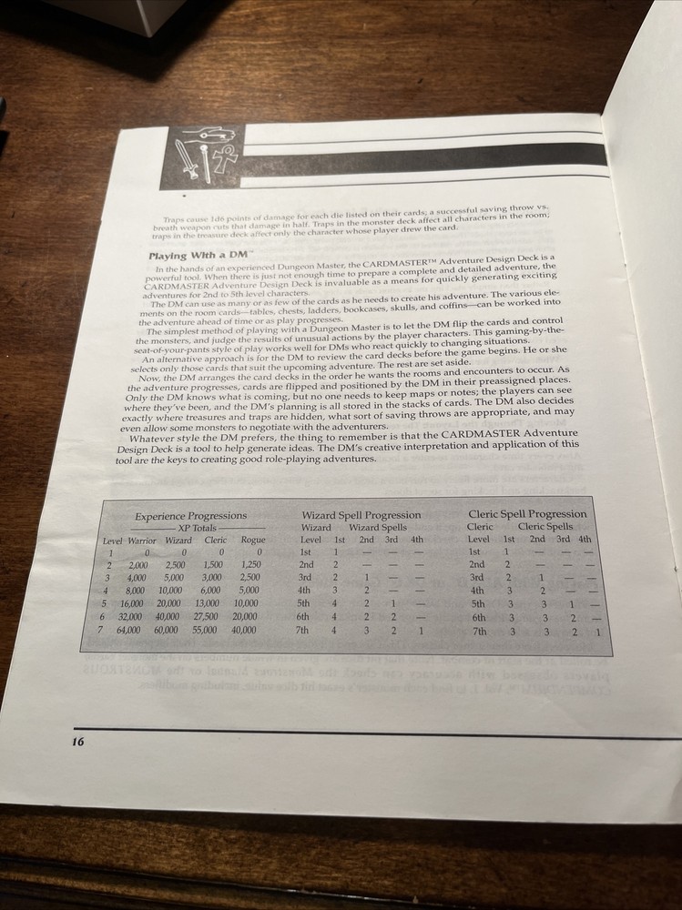 Cardmaster Adventure Design Deck - AD&D Pre-owned Instruction Manual Only