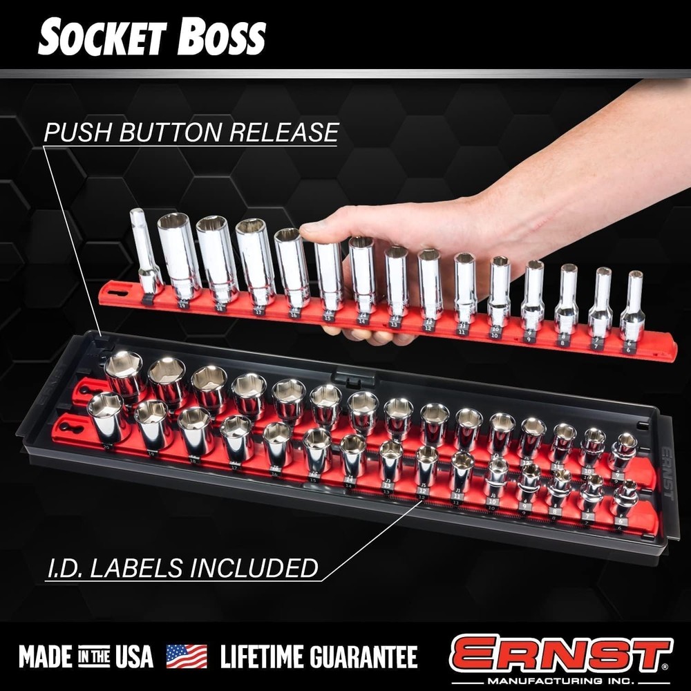Socket Combo 3-Pack Tool Organizer with Twist-Lock Technology, Red,Model 8510A