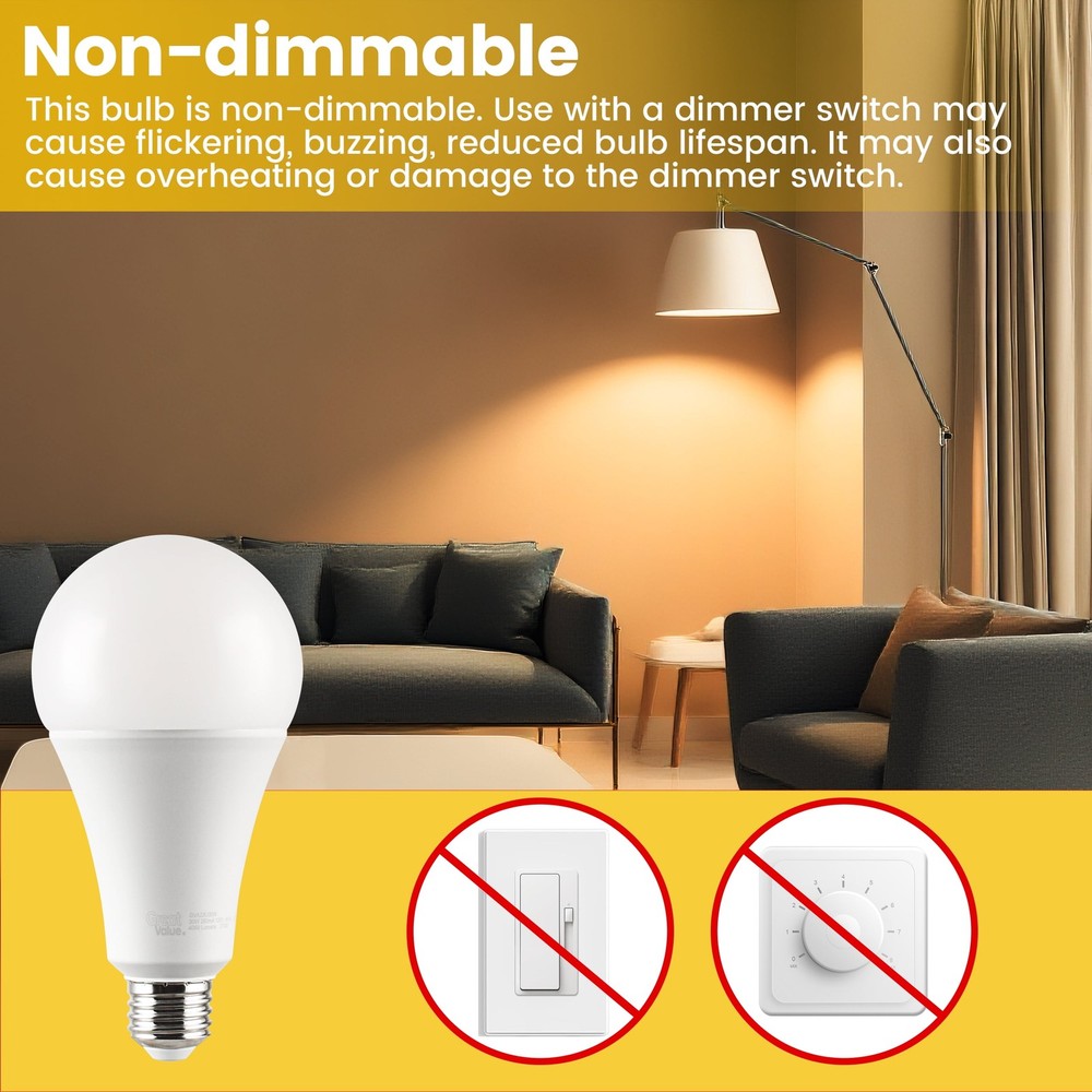 (2 pack) High Output A23 LED Light Bulb, 30-Watt (300W Equivalent), Soft White