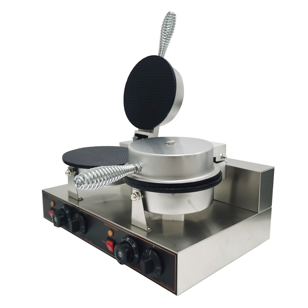 Ice Cream Waffle Cone Maker Machine Non-stick Double-head Egg Roll Making 110V