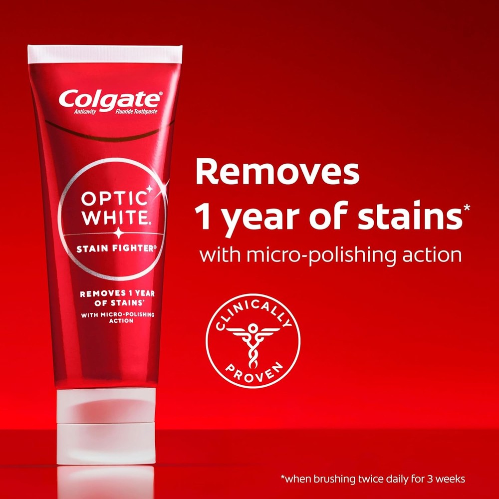 Colgate Optic White Stain Fighter Clean Mint Paste Teeth Whitening Toothpaste, 4