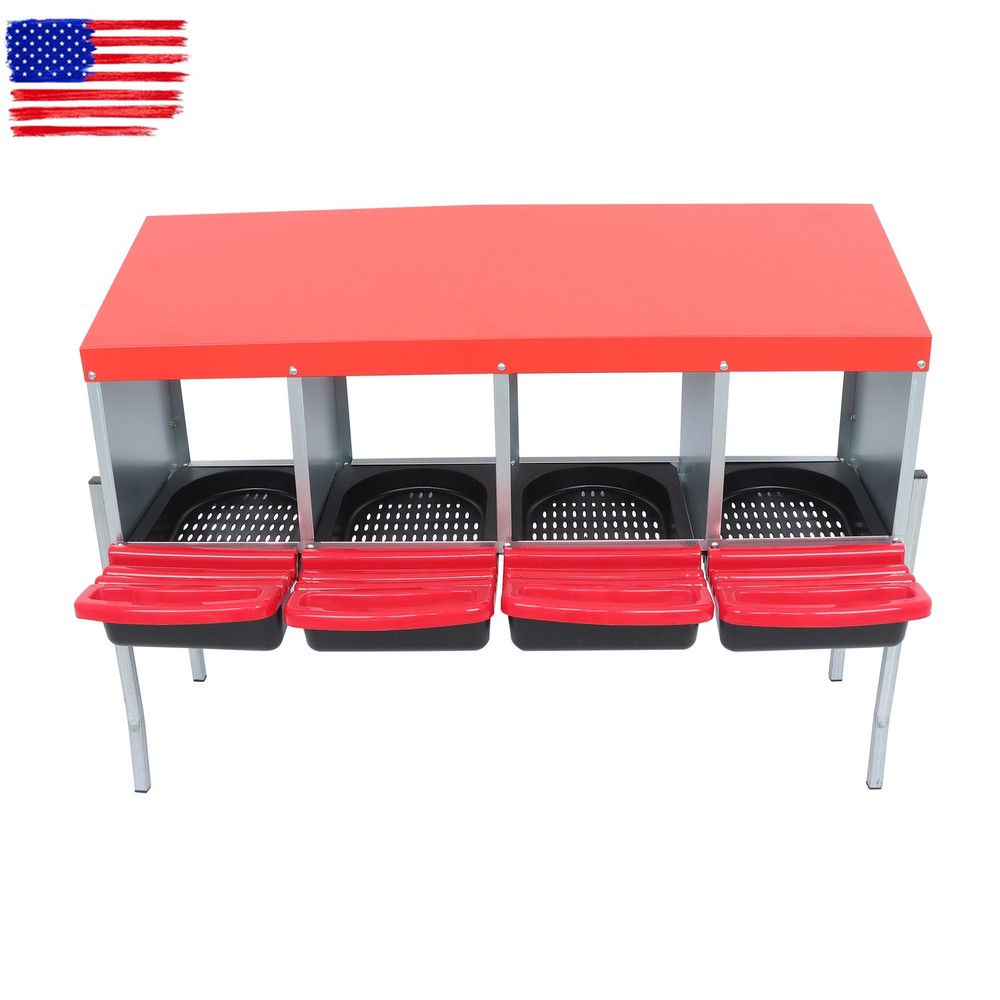 4 Hole Roll Out Chicken Nesting Boxes For Laying Eggs Coop Compartment