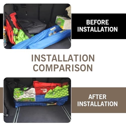 1 PC Car Trunk Luggage Net, Elastic Double-layer Trunk Cargo Net, Adjustable