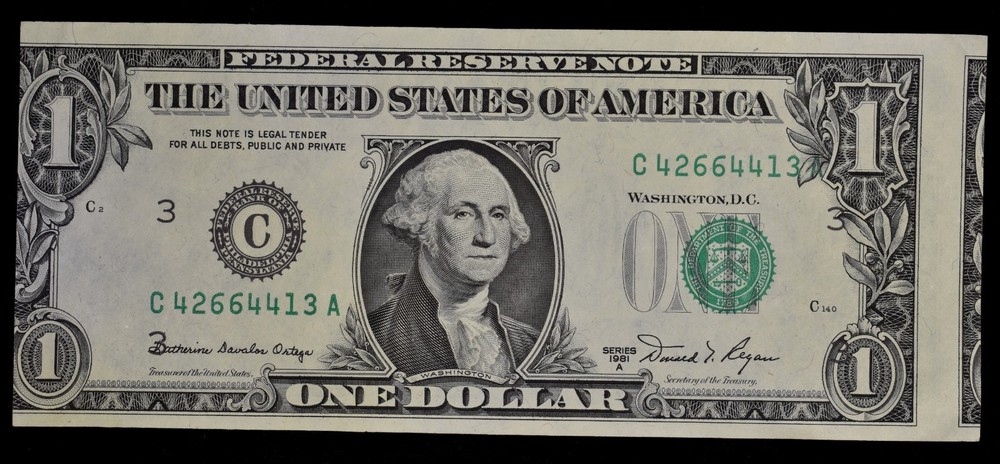 1981-A $1 ERROR NOTE ✪ MIS-ALIGNMENT OFF-CENTER ✪ 3RD PRINT SHIFTED AU ◢TRUSTED◣