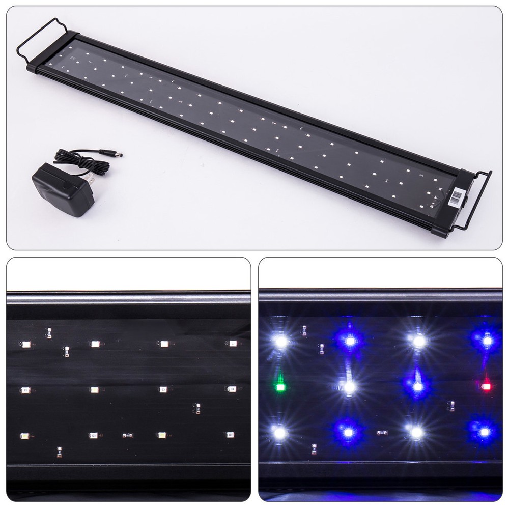 LED SMD 30"-42" Multi Color Aquarium Fish Tank Light Extendable Bracket 2-Modes