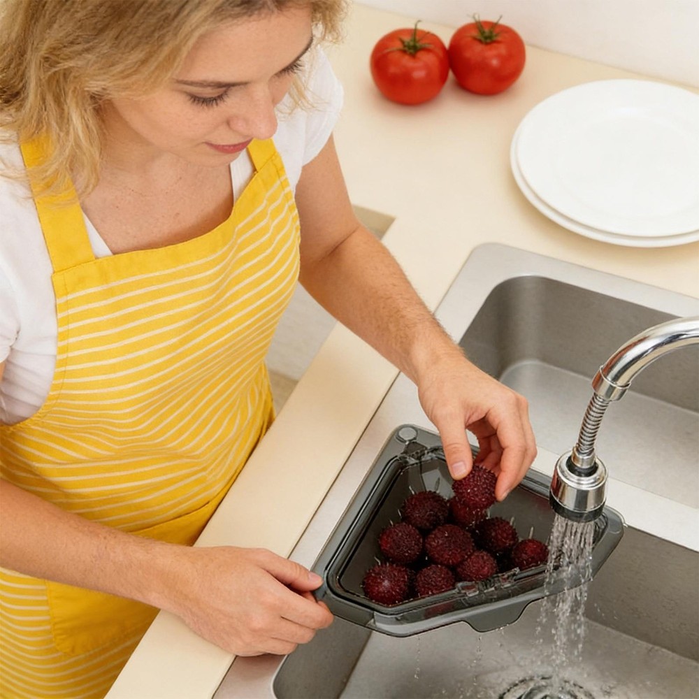 Corner Sink Strainer Magnetic Suction Storage Rack Triangle Drying Kitchen