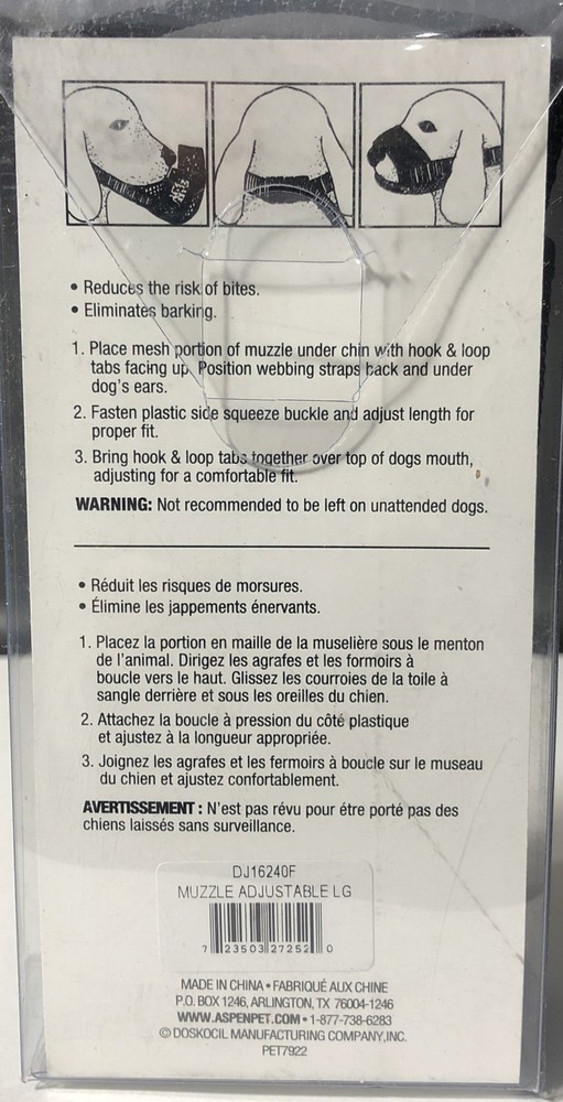 Aspen Pet Adjustable Muzzle Large Black DJ16240F