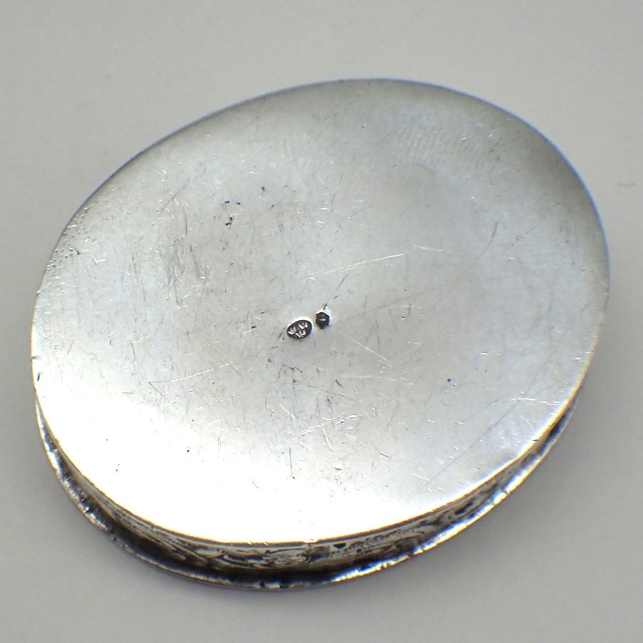 Scenic Oval Pill Box Swedish Import Silver