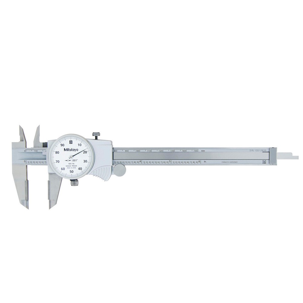 Mitutoyo 505-736 Dial Caliper 0-6" Range .001" Resolution