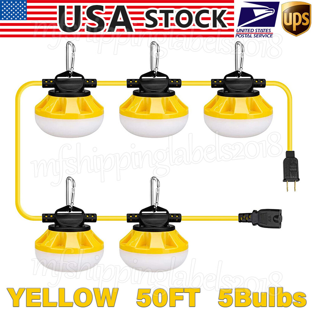 50FT Construction String Lights LED Industrial Grade Super Bright Work Light US