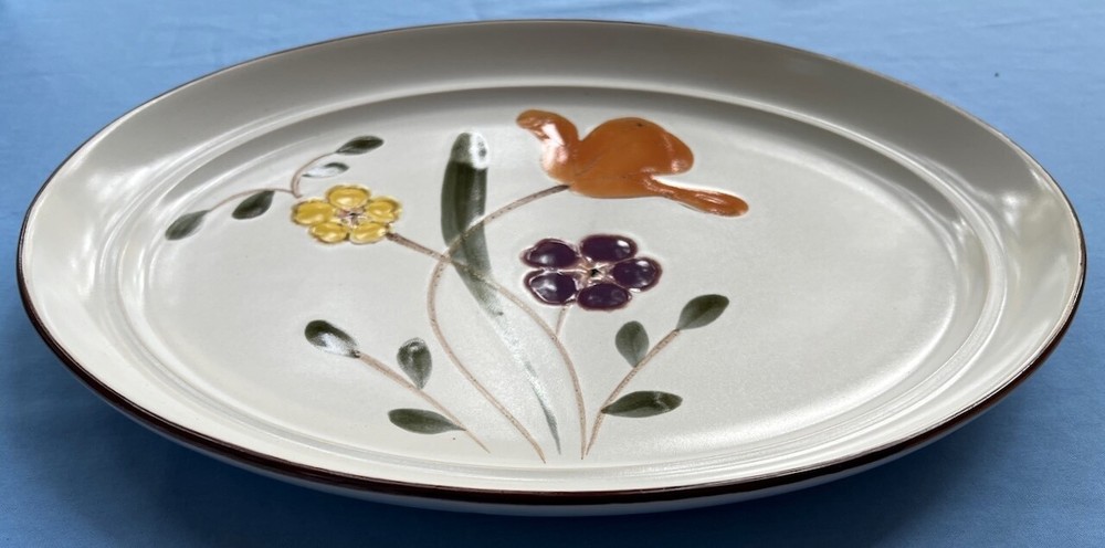 Noritake Stoneware Hello Spring Oval Serving Platter Mint!