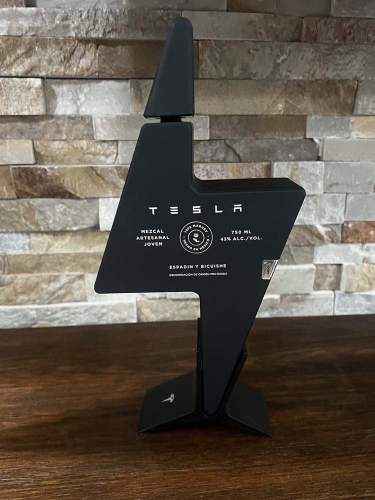 Tesla Tequila Empty Black Bottle Collectible