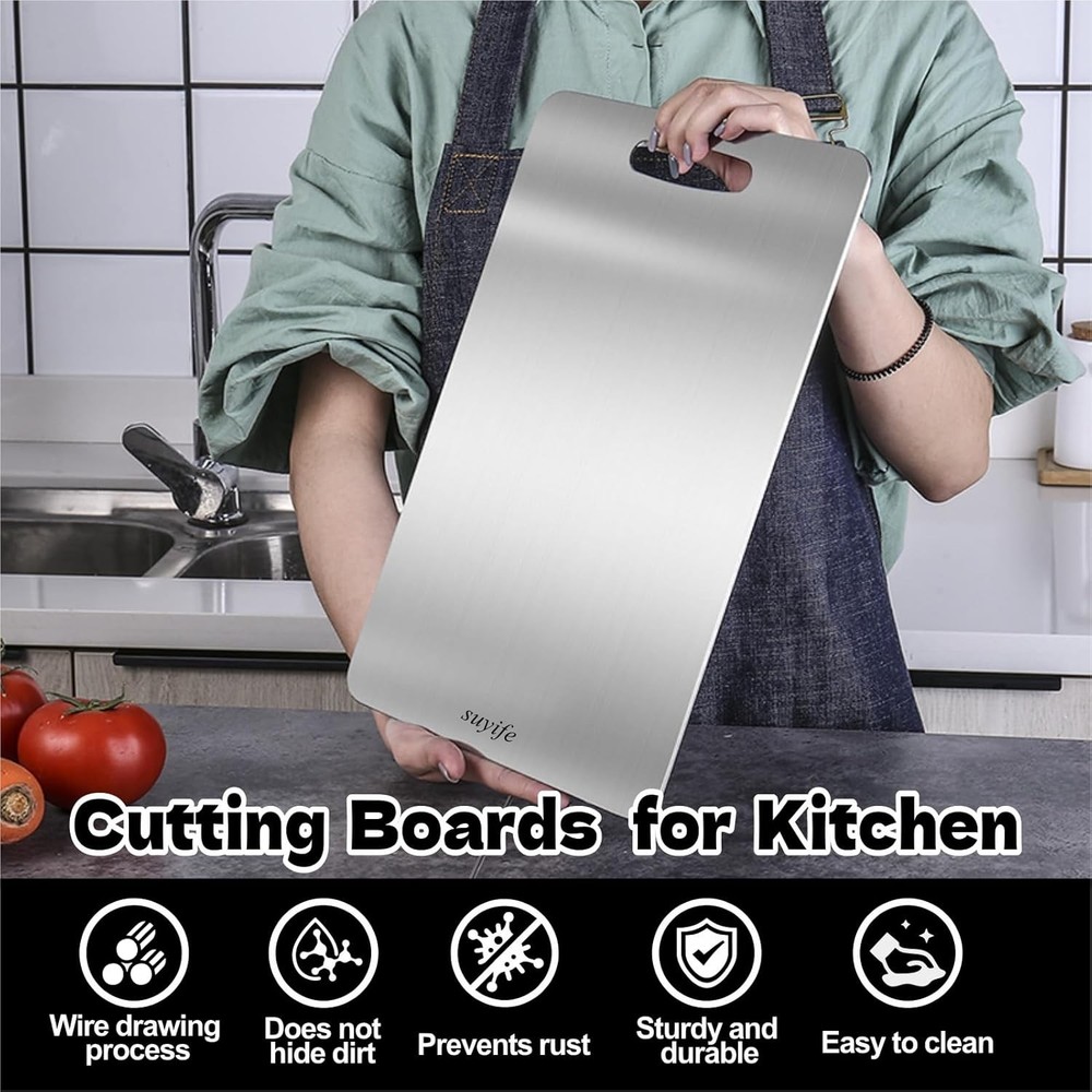 Titanium Cutting Board Set 3-Pack, Pure Titanium Double-Sided Boards