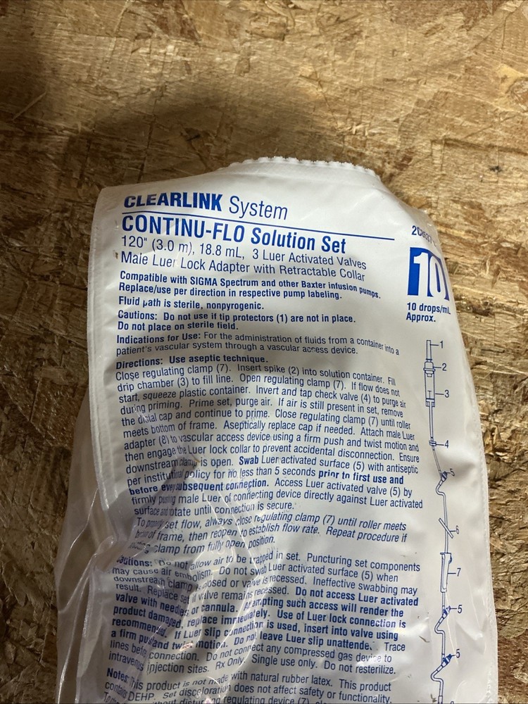 Baxter 2C8537 Clearlink System CONTINU-FLO solutions Set 120” (10 Count)