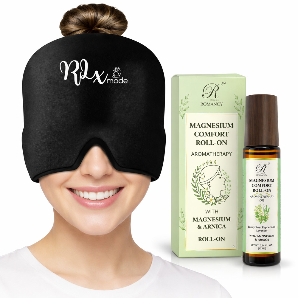 Migraine Relief Cap & Magnesium Roll-On Bundle Hot Cold Therapy Kit