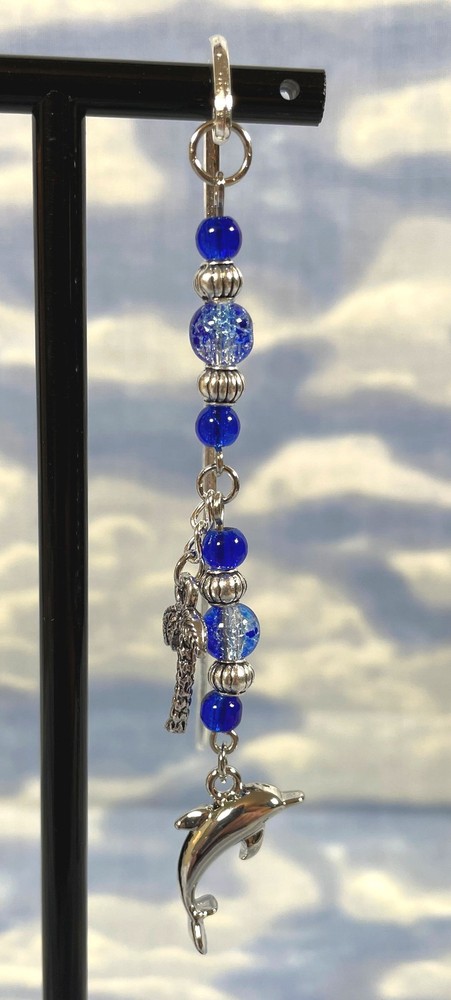 Dolphin Palm Tree Summer Reading Blue Charm Bookmark Plant Stake stocking gift