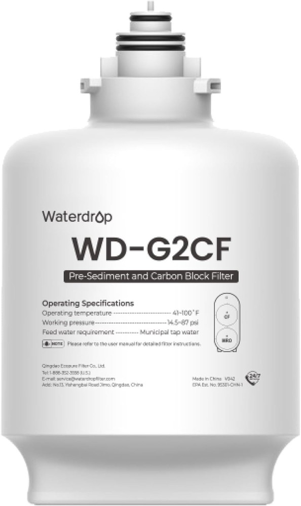 Waterdrop WD-G2CF Filter, Replacement for WD-G2-W WD-G2-B WD-G2P600-W RO System
