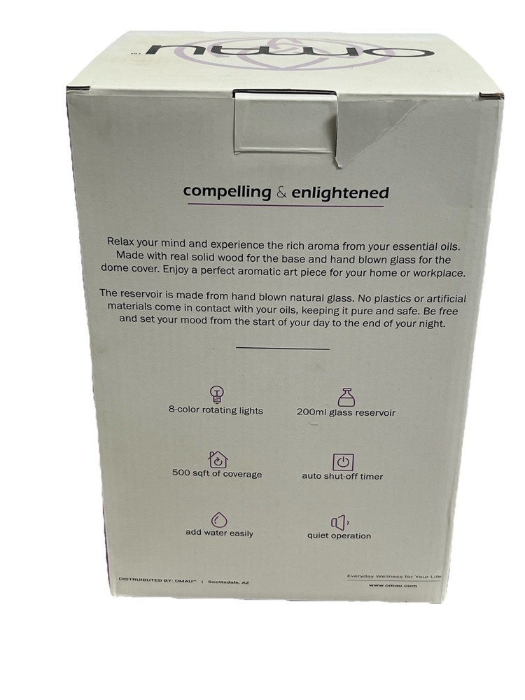 Omau Glass Pyramid Essential Oil Diffuser Wood Base