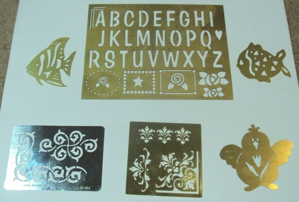 (6) Metal Stencils Fish, Chick, ABC ST-31