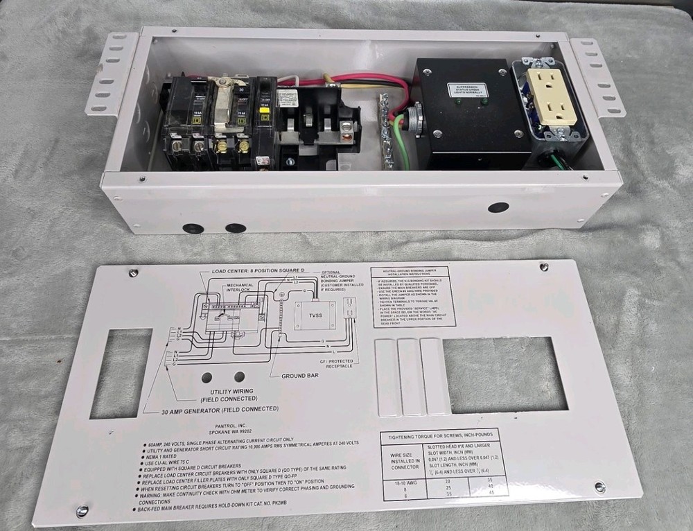 Purcell 60A Generator Transfer Switch Panel w/ Square D QO Breakers & Surge