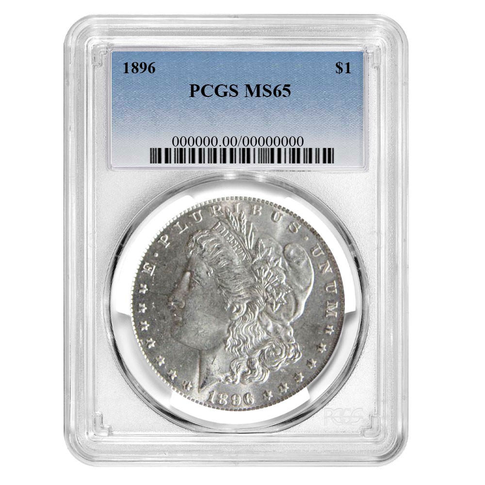 1896 $1 Morgan Silver Dollar PCGS MS65 Blue Label