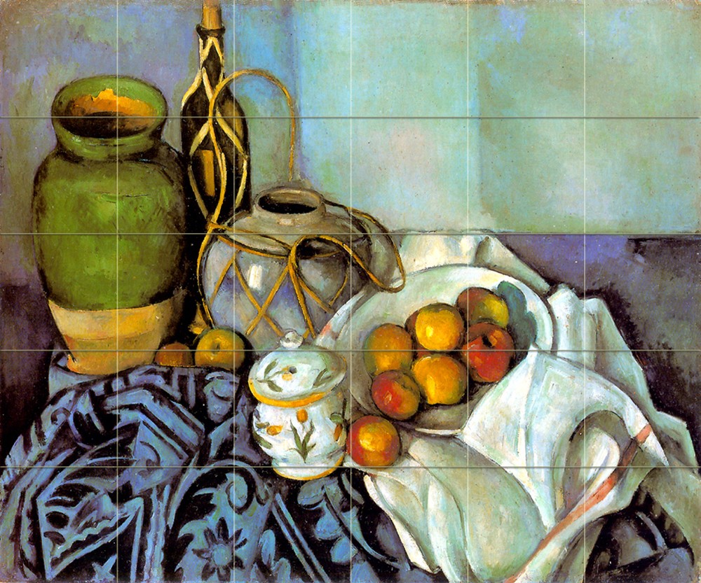24 x 20 Art Tumbled Marble Mural Backsplash Cezanne Tile #215