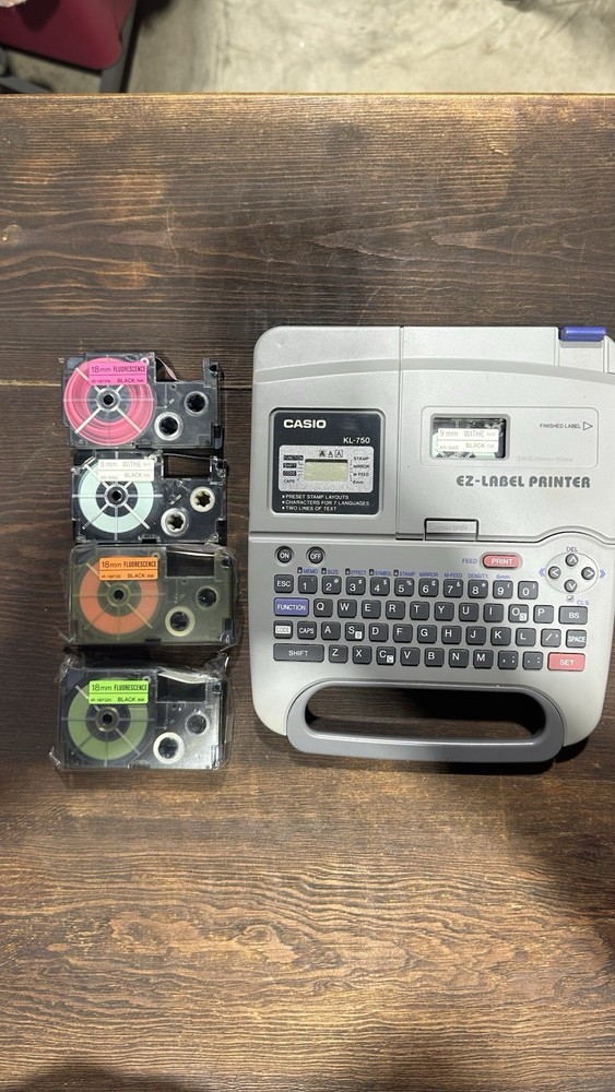 Casio KL-750 Label Thermal Printer & Cartridges Bundle
