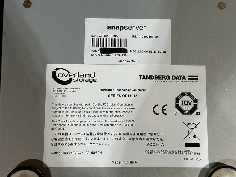 Overland Storage Snap Server OD11015 Tandberg Data