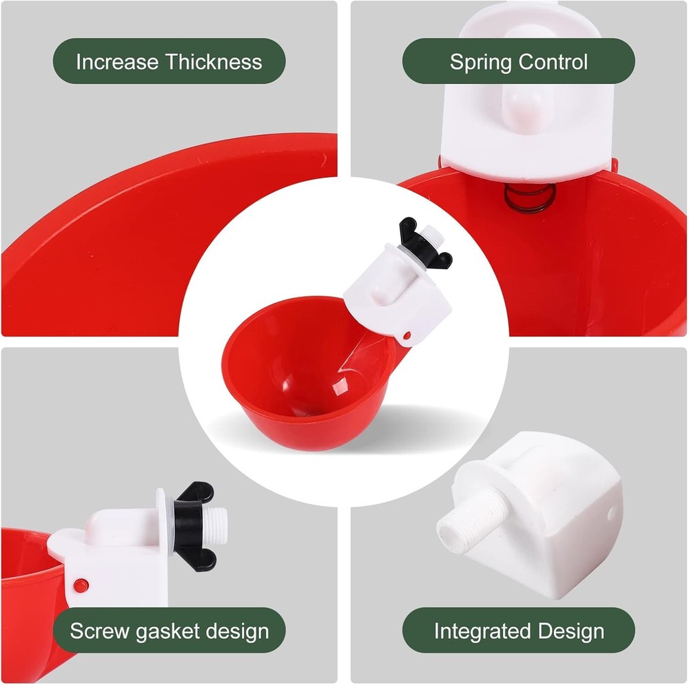 DIY Automatic Chicken Waterer Kit 4 Chicken Water Cups Float Valve Drill Bit 4