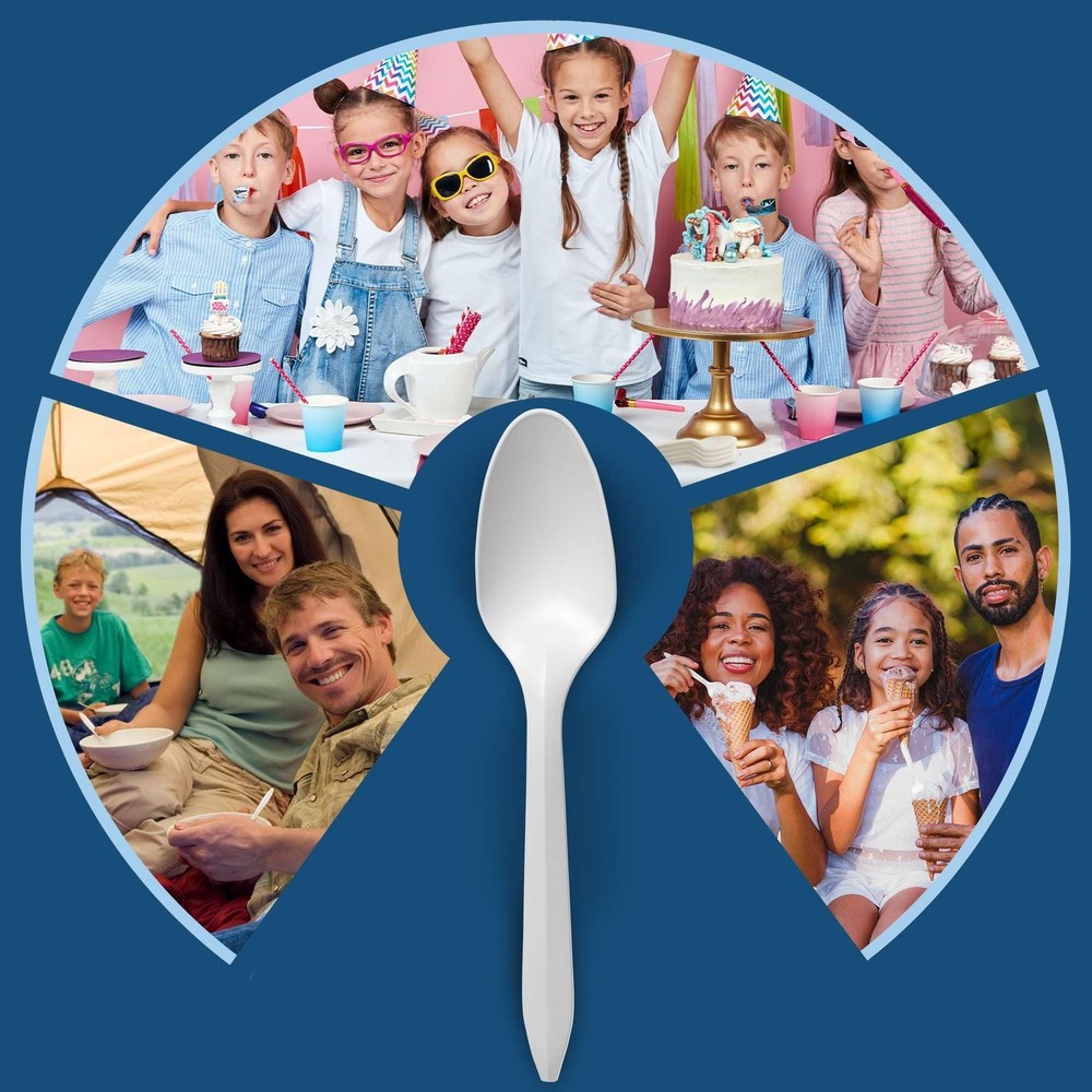 Disposable Plastic Spoons - 1,000 Medium Weight Plastic Teaspoons - Disposabl...