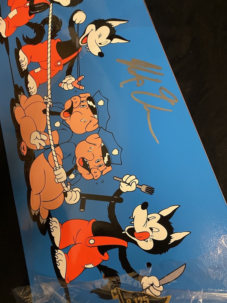 RARE SIGNED Primitive Nick Tucker Skateboard Deck Pro Model Wolf Pigs Cops AUTO