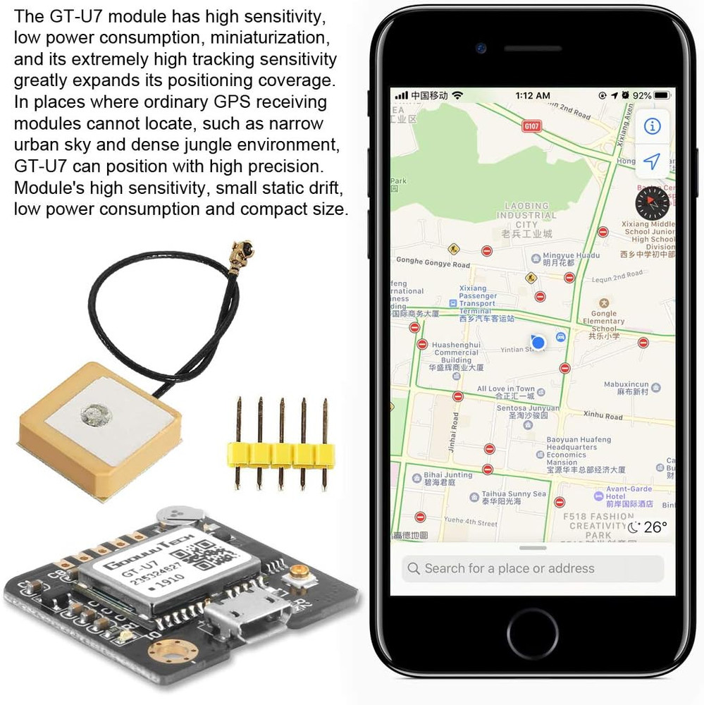 2Pcs GT-U7 GPS Module, High Sensitivity, Low Power Consumption, Compatible with