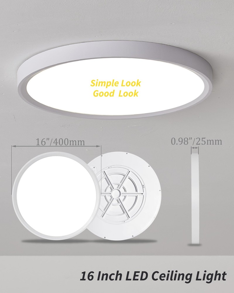 1Pack 16 Inch Remote Control Dimmable Flush Mount Ceiling Light Panel,32W 384...