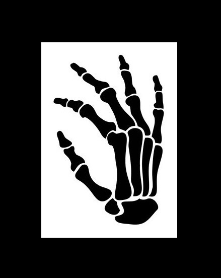 7"x10" Clear Plastic Stencil - Skeleton Hand (SA1304)*****