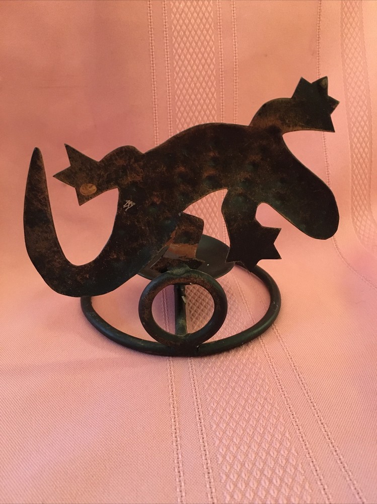Gecko Lizard Metal Candle Holder Tea Light Tealight Used