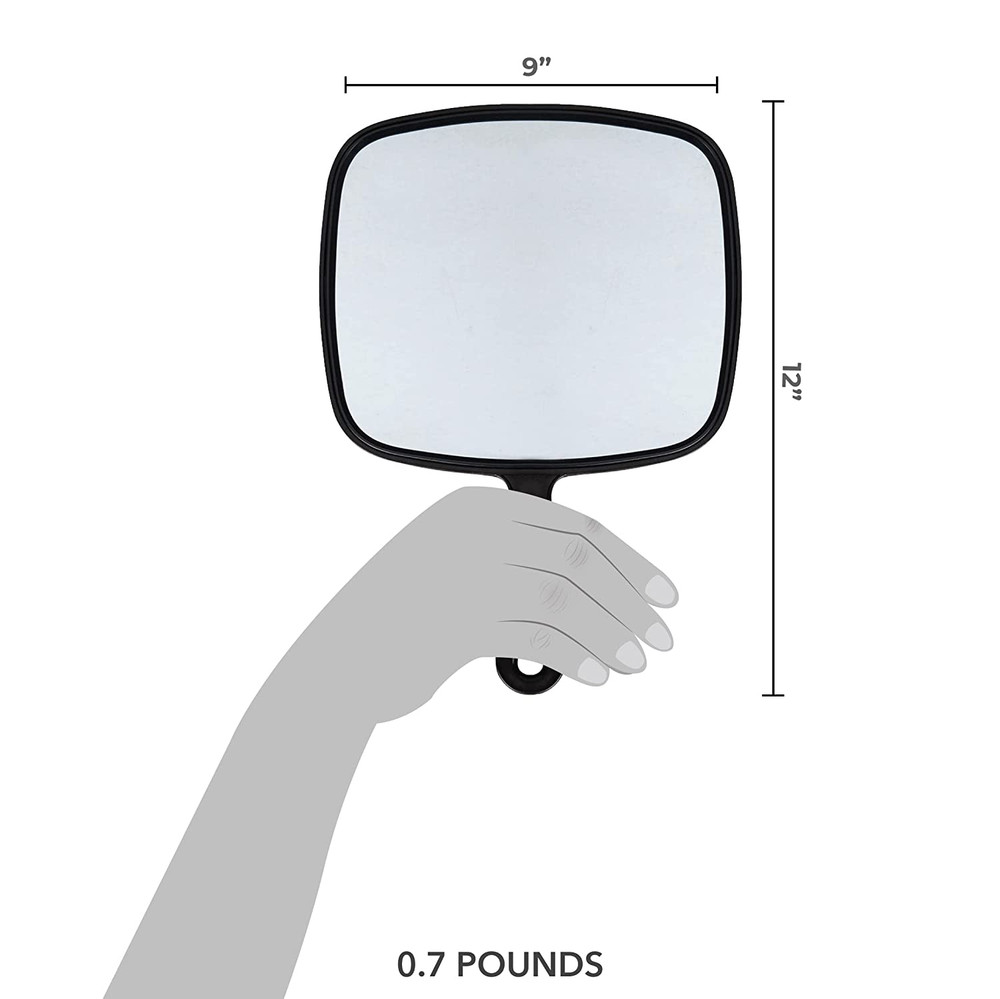 Extra Large Hand Mirror with Handle, 9" W X 12" L, Multi-Purpose Handheld Mirror
