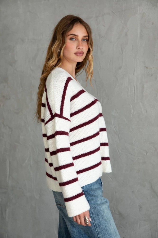 Burgundy Stripe Sweater
