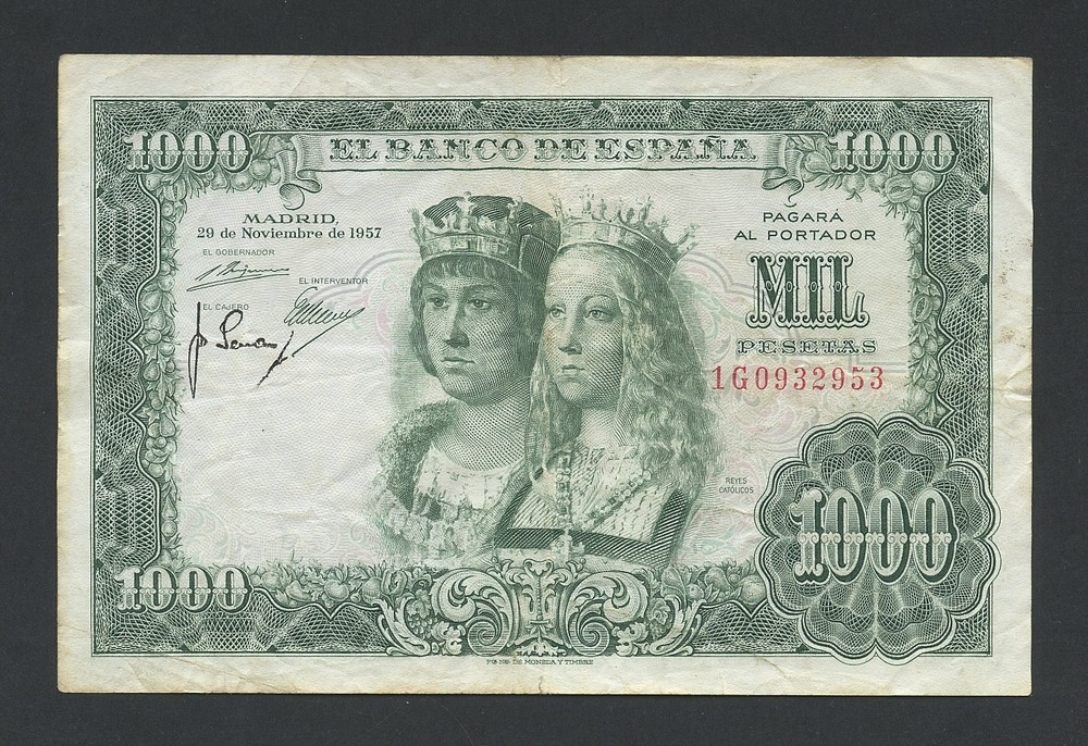SPAIN 1000 pesetas note 1957 Krause 149 Banknotes