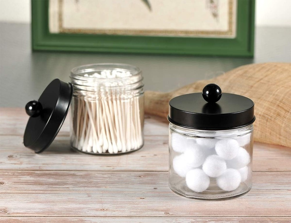 SheeChung Bathroom Organizers and Storage - 2Pack Qtip Holders 2 Pack, Black