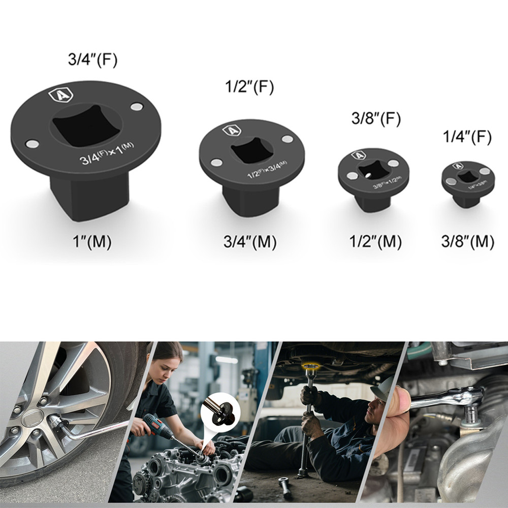 Low Profile Impact Socket Adapter Set Drive Ratchet Adapter Set for Tight Spaces
