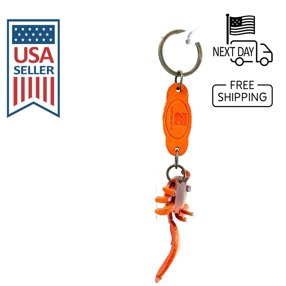 Crab Handmade Leather Keyring #1