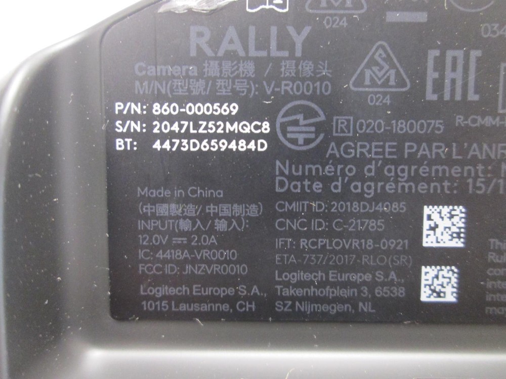 LOGITECH 860-000569 VIDEO CONFERENCING CAMERA