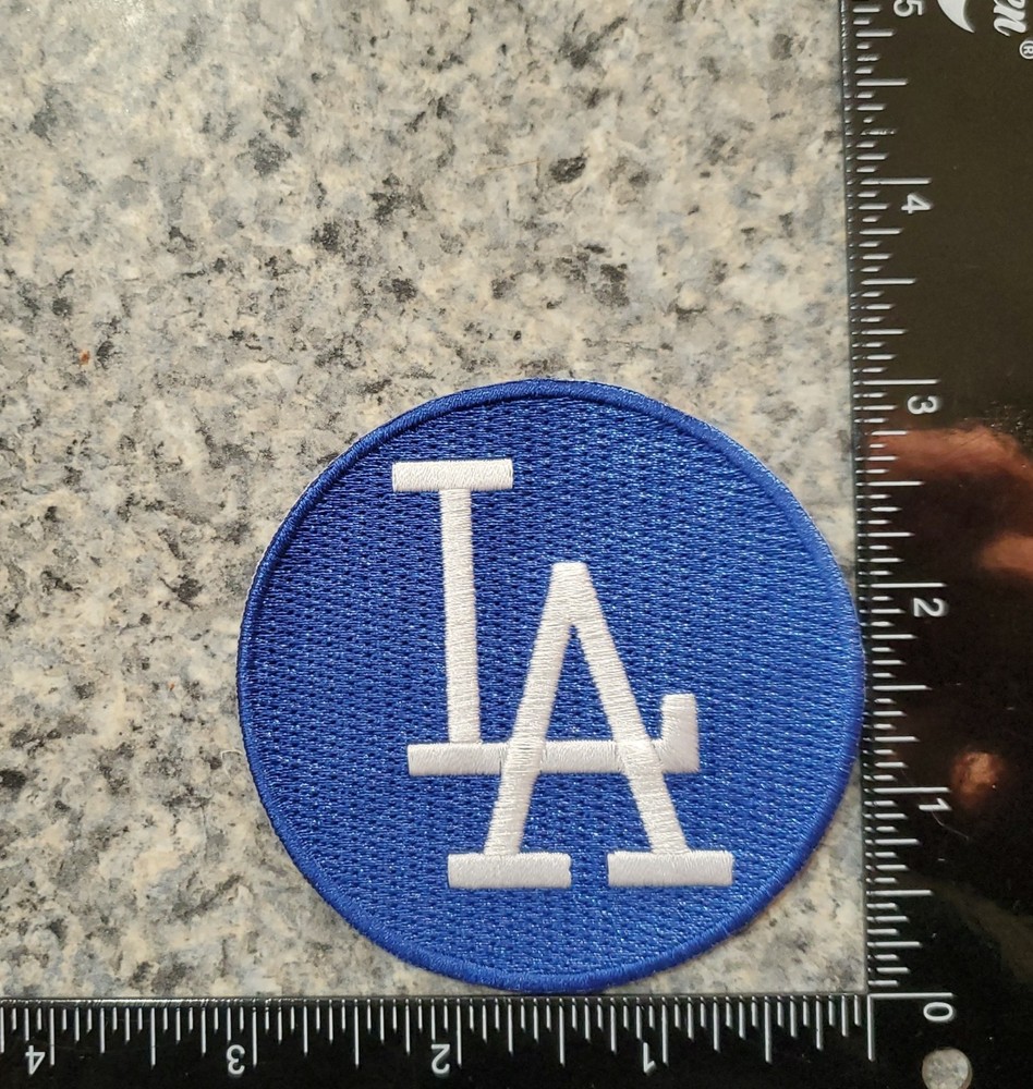 LA Dodgers Blue White Round MLB Patch. Embroidered. Iron On. 3"