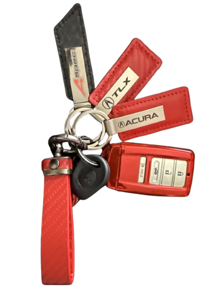 Acura Red Rectangular Leather Key Chain