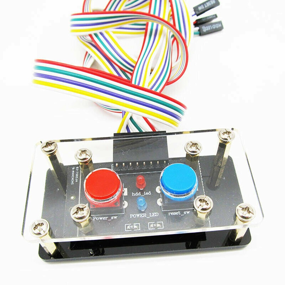 PC Case Power Desktop Computer Supply OFF/ON Reset Button Switch with LED Lights