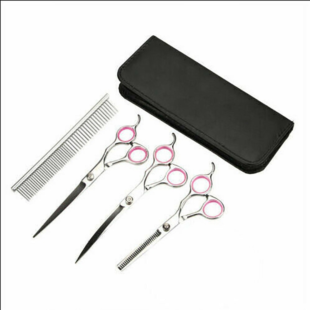 Professional Dog Grooming Pet Scissors Set Straight Curved Thin Scissors Set