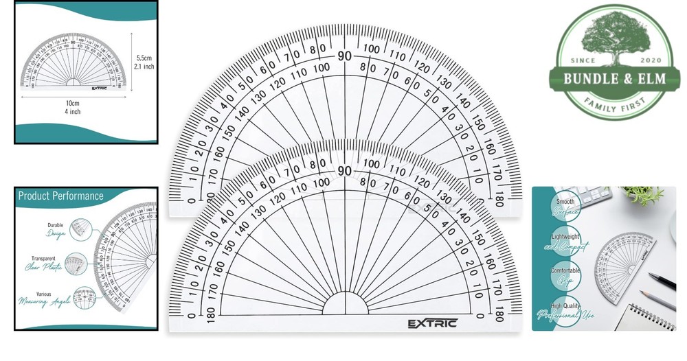 Lightweight Plastic Protractor Set, Perfect for Math and Drafting Projects