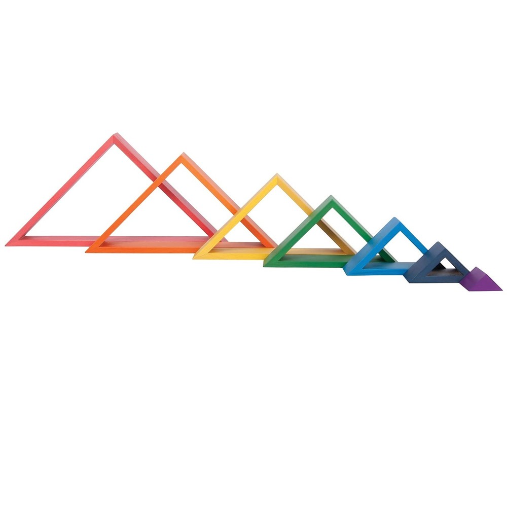 - 73418 Wooden Rainbow Architect Triangles - Nesting Puzzle - Stacking Blocks...