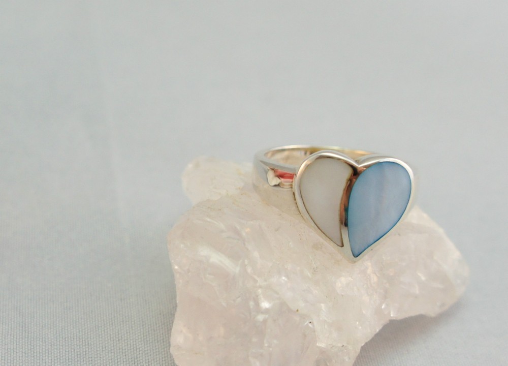 Silver Ring Silver 925 Pearl Heart