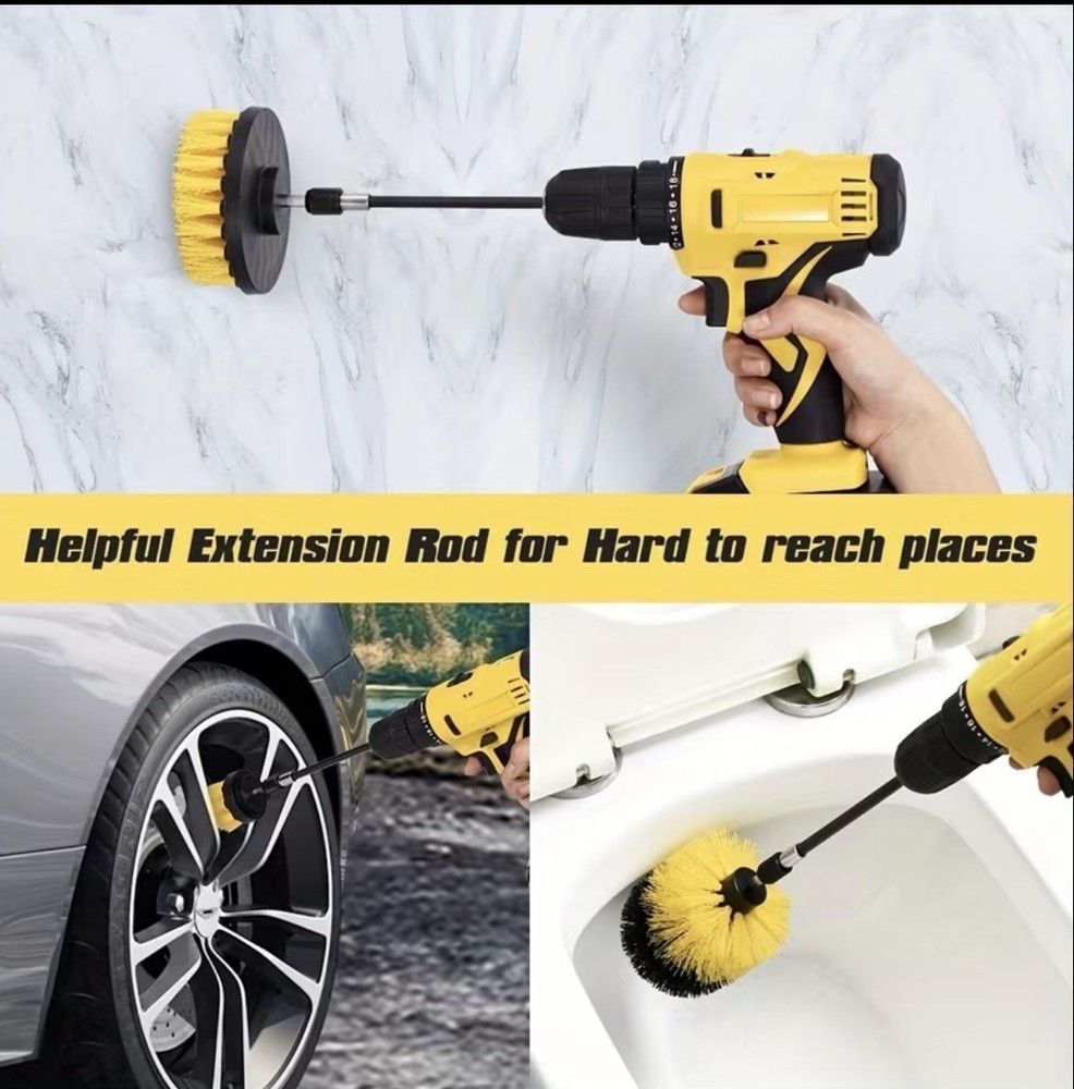 7pcs Heavy-Duty Drill Brush Accessory Set with Scouring Pads - Multi-Surface Kit